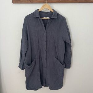Dusty blue gauze linen tunic